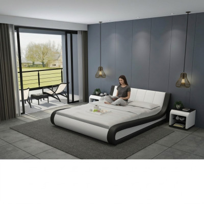 Lit Lit de cuir Lit tapissé Lit moderne Chambre double Lit de mariage Lits