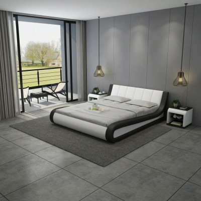 Lit Lit de cuir Lit tapissé Lit moderne Chambre double Lit de mariage Lits