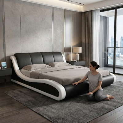 Conception de lit en cuir Lit double Lits Lit Rembourrage en cuir Chambre de chambre de mariage