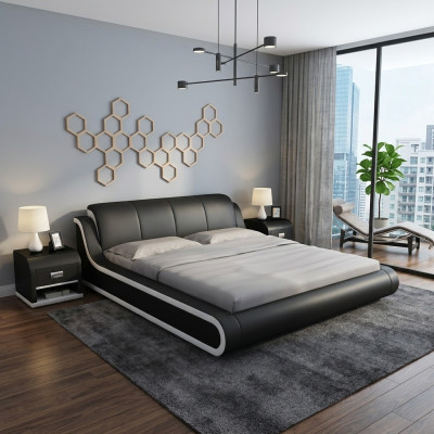 Conception de lit en cuir Lit double Lits Lit Rembourrage en cuir Chambre de chambre de mariage