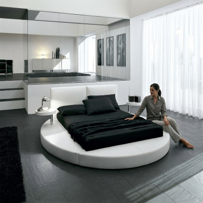 Lit rond lits ronds en cuir pour hôtel de luxe double cadre de sommeil