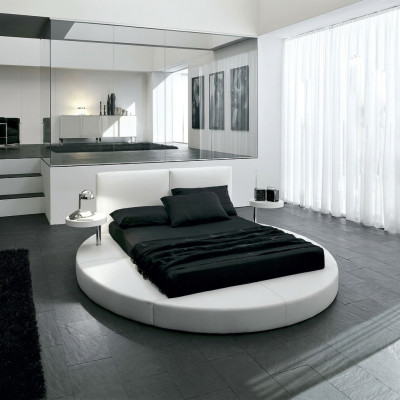 Lit rond lits ronds en cuir pour hôtel de luxe double cadre de sommeil