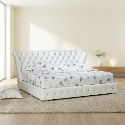 Lit de designer Chesterfield en cuir de luxe Double lits d'hôtel Chambre de luxe pour dormir