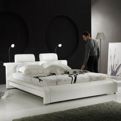 Lit double design Lit en cuir Lits Literie en cuir Chambre à coucher Mariage