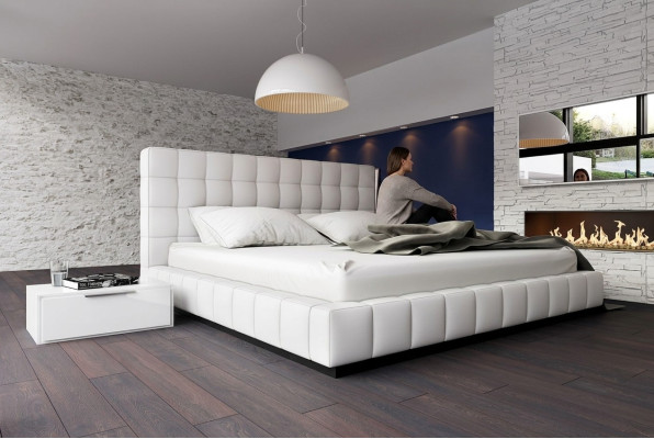 Lit rembourré de designer Lit Blanc Lits Lit en cuir Lit double Lit de mariage Lit design