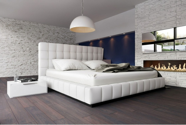 Lit rembourré de designer Lit Blanc Lits Lit en cuir Lit double Lit de mariage Lit design