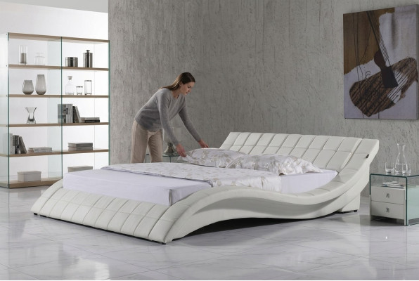 Lit rembourré design Lit blanc Lits Lit en cuir Lit double Lit de mariage Lit design