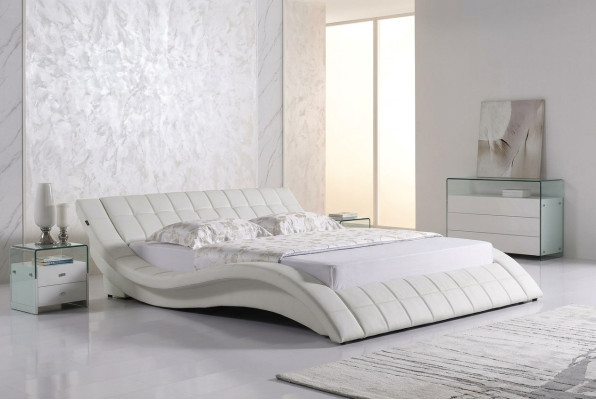 Lit rembourré design Lit blanc Lits Lit en cuir Lit double Lit de mariage Lit design
