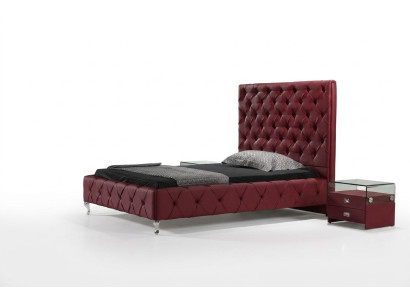 Lit design en cuir Chesterfield. Lits d'hôtel de luxe pour une chambre double.