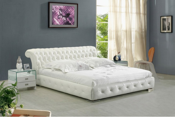 Conception de luxe de rembourrage de lit en cuir pour lits de chambre double d'hôtel.