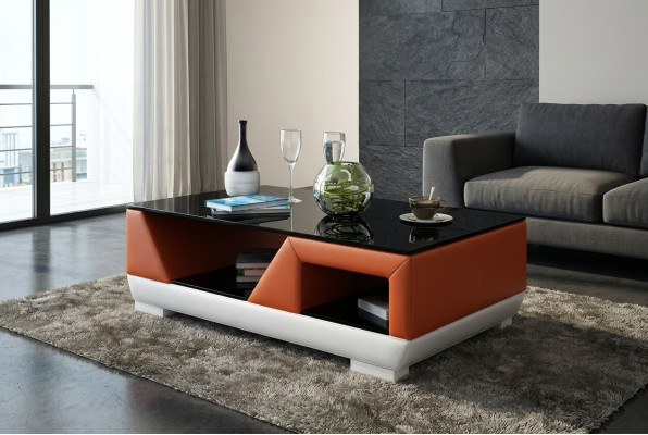 Table basse en cuir de designer de luxe classique pour salon de canapé décoratif