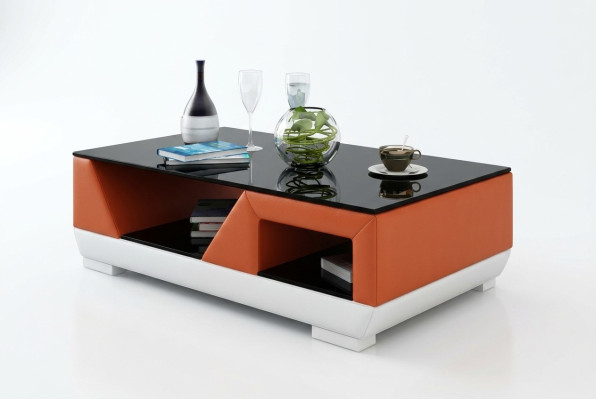 Table basse en cuir de designer de luxe classique pour salon de canapé décoratif