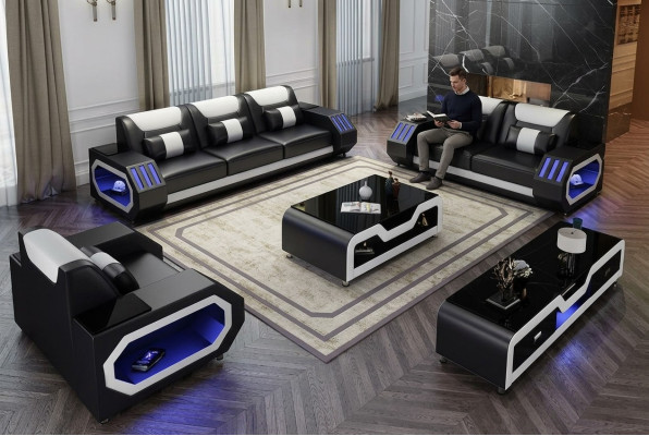 Ensemble de canapé 3+2+1 places Table basse Buffet Suite de design moderne