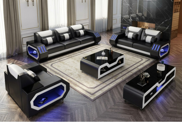 Ensemble de canapé 3+2+1 places Table basse Buffet Suite de design moderne