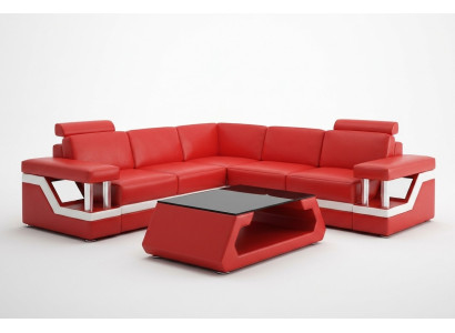 Canapé design Canapé Sofa d'angle Cuir Tissu Rembourrage Suite Paysage de vie