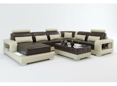 Canapé en cuir marron Canapé d'angle Canapé Canapé Design Siège Rembourrage Suite