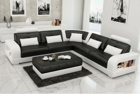 Canapé d'angle rembourré Canapé Sofa Paysage de vie en cuir Canapés d'angle Suite