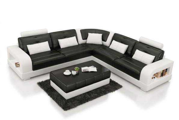 Canapé d'angle rembourré Canapé Sofa Paysage de vie en cuir Canapés d'angle Suite