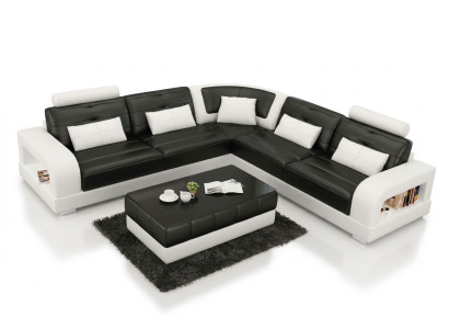 Canapé d'angle rembourré Canapé Sofa Paysage de vie en cuir Canapés d'angle Suite