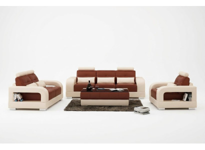 Canapé en cuir moderne, ensemble canapé 3+2+1 design canapé home24