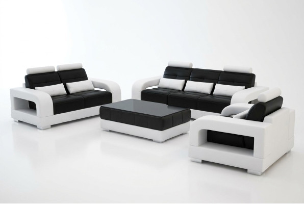 Canapé en cuir Ensemble de canapés 3+2 Suite Design Canapé moderne Ensemble de places assises