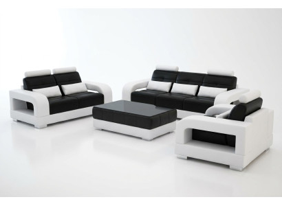 Canapé en cuir Ensemble de canapés 3+2 Suite Design Canapé moderne Ensemble de places assises