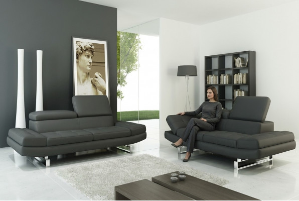 Canapé en cuir Canapé Canapé paysage de vie 3+2+1 Fauteuil Design Canapé moderne