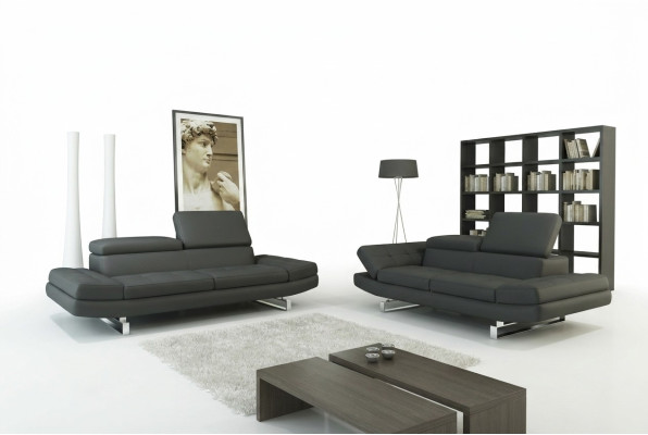Ensembles canapé en cuir, salon vivant, 3 places + 2 places, design moderne.