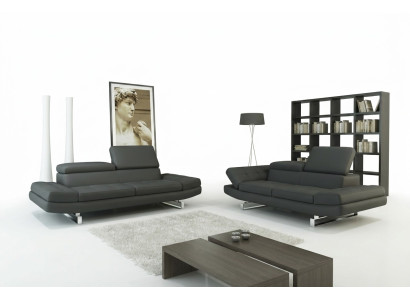 Ensembles canapé en cuir, salon vivant, 3 places + 2 places, design moderne.