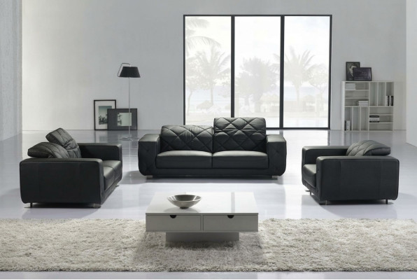 Canapé en cuir Ensemble de 3+2 places Design de paysage vivant Moderne en cuir