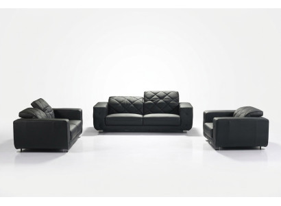 Canapé en cuir Ensemble de 3+2 places Design de paysage vivant Moderne en cuir