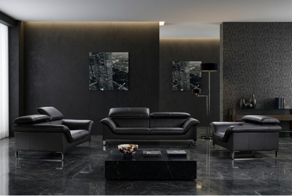 Ensemble de canapés Relax 3+2+1 places Design Canapés Revêtement en cuir Sofas