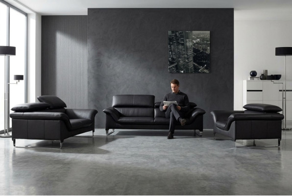 Canapé en cuir Canapé Paysage de vie 3+2 Places Suite Design Moderne Canapé Décoratif