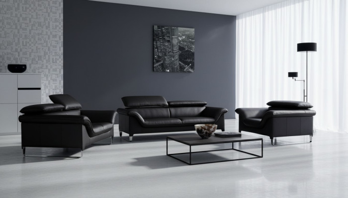 Canapé en cuir Canapé Paysage vivant 3+1+1 Siège Suite Design moderne Sofa