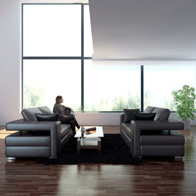 Canapé en cuir Ensemble de 3 places + 2 places Design moderne Canapé.