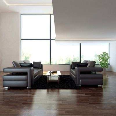 Canapé en cuir Ensemble de 3 places + 2 places Design moderne Canapé.