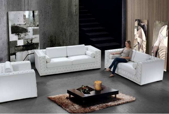 Ensemble de canapés 3+1+1 places Canapés Design Revêtement Canapés Chesterfield en cuir