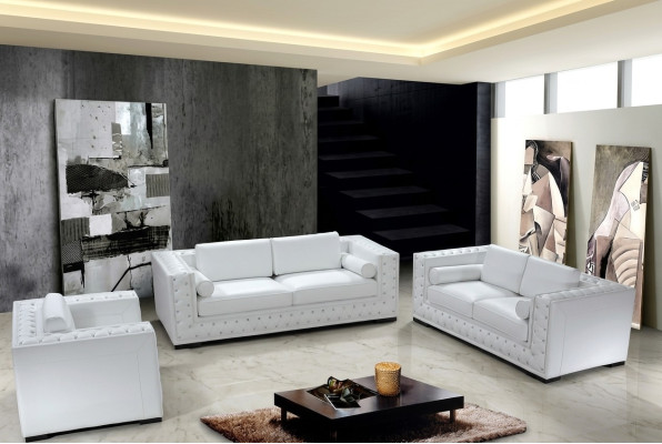Ensemble de canapés 3+1+1 places Canapés Design Revêtement Canapés Chesterfield en cuir