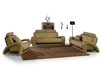 Canapé en cuir Ensemble de canapés Living Landscape 3 + 2 places Design Canapé moderne En cuir