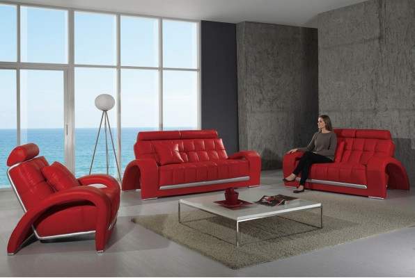 Canapé en cuir Canapé Ensemble de salon 3+1+1 places Suite Sofa Set de canapés