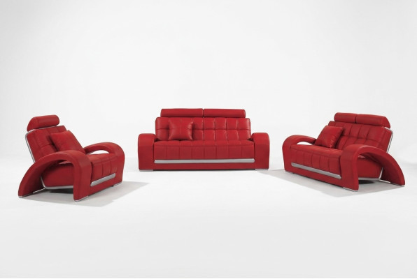 Canapé en cuir Canapé Ensemble de salon 3+1+1 places Suite Sofa Set de canapés