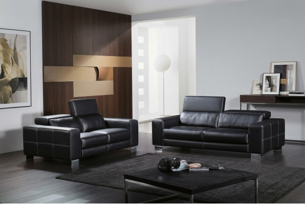 Canapé en cuir ensemble canapé 3+1+1 places Suite Design Moderne