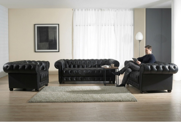 Ensemble de coussins de siège en cuir pour canapé Chesterfield suite de chaises design canapé canapé suite