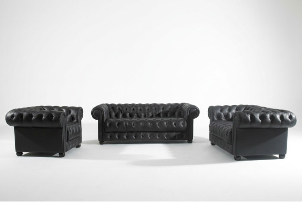 Ensemble de coussins de siège en cuir pour canapé Chesterfield suite de chaises design canapé canapé suite