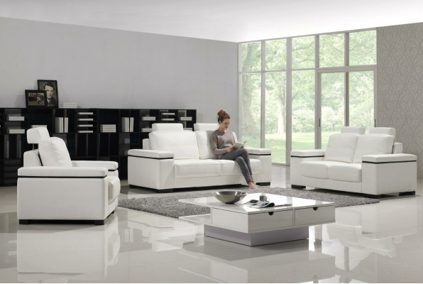 Ensemble de canapés 3+2+1 places Canapés design Cuir Rembourrage Canapés relax