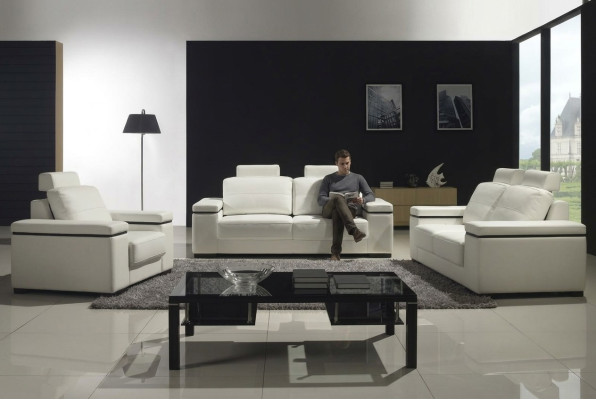 Canapé 3 places Canapés design Rembourrage moderne Canapés en cuir Relax Trois places