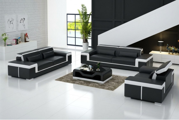 Canapé en cuir Canapé Canapé 3+2+1 Suite de Sièges Design Canapé Moderne