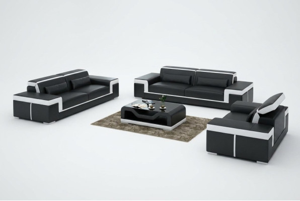 Canapé en cuir Canapé Canapé 3+2+1 Suite de Sièges Design Canapé Moderne