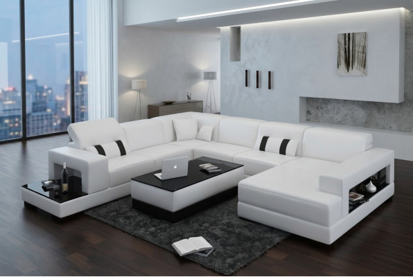 Canapé d'angle Sofa Canapé Rembourrage Déco Paysage de vie Canapés d'angle en cuir Suite