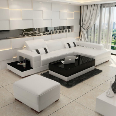 Canapé en cuir en L Canapé Sofa d'angle Coin Canapé d'angle Design